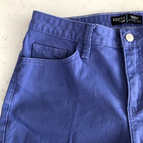 Lee Riders by Lee Casual Mid Rise Bermuda 5 Pocket Denim Jean Shorts Blue Sz 6 - Picture 2 of 8